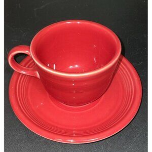 Fiestaware‎ Scarlet Red Teacup Saucer Fiesta HLC USA Cup Plate Mug 2013 BBBB
